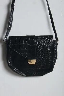 Warehouse Womens Mock Croc Hand Bag - Black (br8) • £4.99