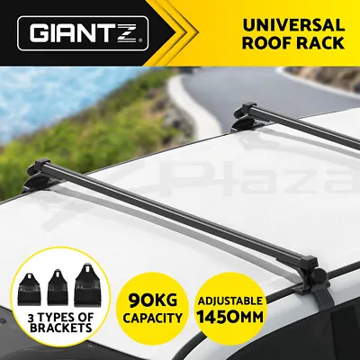 Universal Car Roof Racks Pod Aluminium Cross Bars Adjustable 145cm Black • $62.95