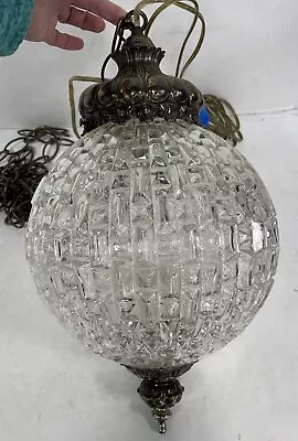 Vintage Crystal Globe Chandelier French Style Ball Shaped Pendant Light Bronze • $395