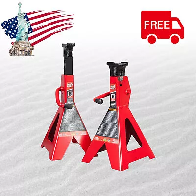 BIG RED 6 Ton Steel Jack Stands F Or Double Locking 1-Pair Red • $76.92