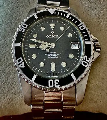 Vintage OLMA Auto Diver 200 M Date Quick Set Bezel Rota.left Site Scew Down Crow • $1360