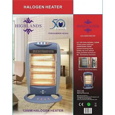 Highlands 1200W Halogen Heater (Replaceable Halogen Bulbs Available Seperatley) • £24.99