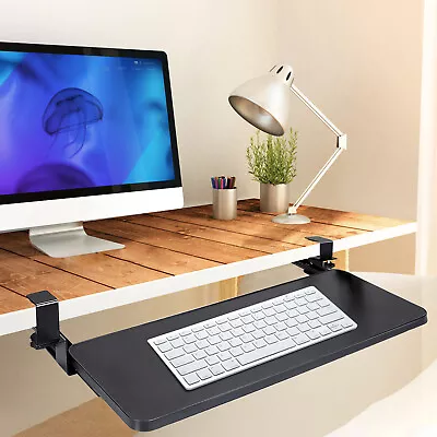 Adjustable Keyboard Mouse Tray Under Desk Retractable Pull Out Drawer With Clamp • $36.85