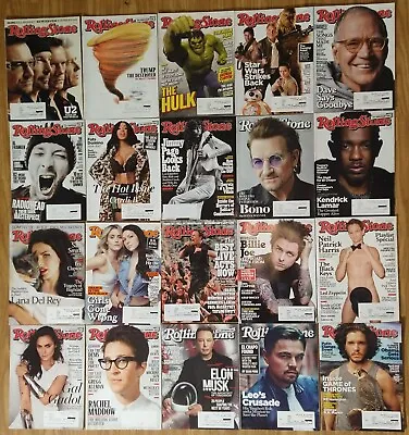 Rolling Stone Magazine Lot Of (20) Elon Musk Leonardo Dicaprio Lana Del Rey U2 + • £40.17