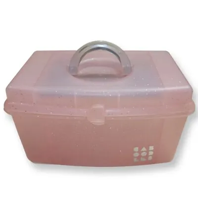 $39.95 • Buy Caboodles Make Up Case Nails Box Sparkles Pink Clear Handle Mirror 2720 Vintage 