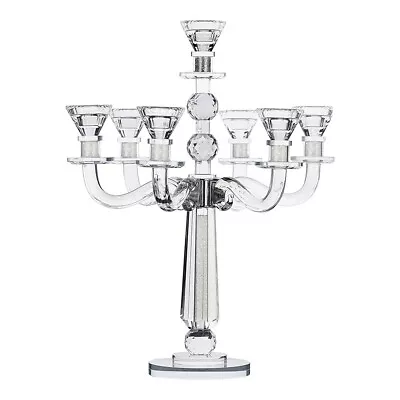 Crystal Candelabra With 7 Arms And Round Crystals In Center Stem • £104.52