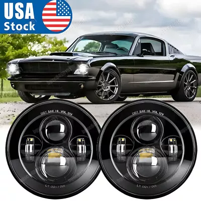 For Ford Mustang 1965-1973 7  Inch LED Headlights W/ DRL Turn Signal Light Pair • $47.88