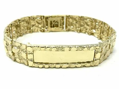 Men's Solid 14k Yellow Gold Nugget ID Bracelet 8.5  15.8mm 47.2 Grams • $3068.49