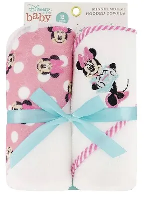 Disney Baby Girl Minnie Mouse Hooded Towel Set Of 2 Pink Polka Dot • $13.99