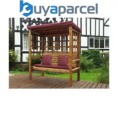Charles Taylor Wooden Bramham 3 Seater Garden Arbour Seat Bench Red Cushions • £548.96