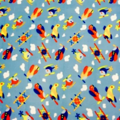 Helicopters & Airplanes Print Fleece Fabric - 60  Wide - Sold By The Yard & Bolt • $149.25
