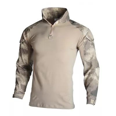 Men's Combat Shirt Long Sleeve Tactical Military Special Forces 1/4 Zipper Shirt • $25.64