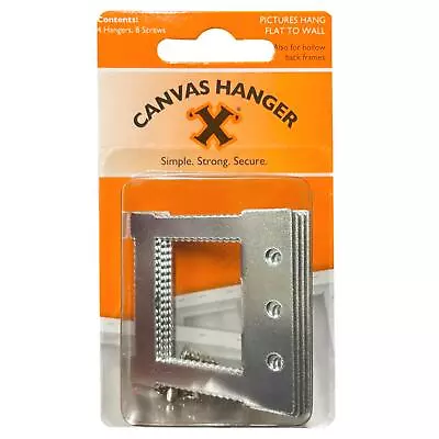 X-Hooks Canvas Picture Hangers 4 Pack + Screws Flat To Wall • £7.99
