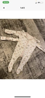 £0.99 • Buy Baby Girl Rainbow 2 Piece Sleepsuit Baby Grow Headband Outfit 0-3 Months Set #2
