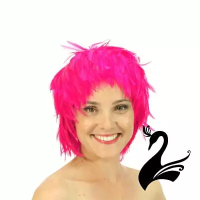 Wigs Feather Hackle Wig - Vivid Pink - Costume Party Cosplay Fancy Dress • $6.49