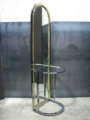 Pace Collection Chrome & Glass Pier Mirror/Console By Leon Rosen • $1495