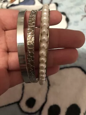 £3.11 • Buy Silver Pearl Bracelet Set, Set Of 3