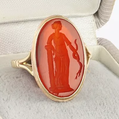 £795 • Buy Antique Georgian 9Ct Gold Signet Seal Ring With Carnelian Intaglio Of Goddess