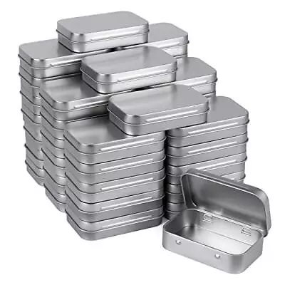 40 Pack Metal Rectangular Empty Hinged Tins Silver Mini Portable Box Containers • $28.47