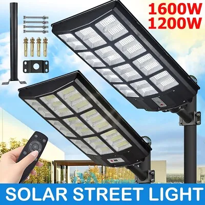 Commercial 1600W Solar Light Motion Sensor 990000000LM Parking Lot Light W/ Pole • $99.83