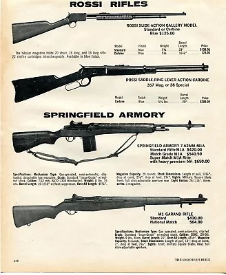1980 Print Ad Of Rossi Gallery & Saddle Ring Springfield M1A & M1 Garand Rifle • $9.99