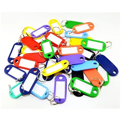 £3.49 • Buy 25 X Assorted Key Fobs Plastic Colour Tags Paper Inserts Split Rings ID Keyring 