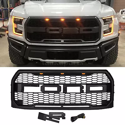 Raptor Style Front Bumper Grille Grill For  Ford F150 F-150 2015 2016 2017 Black • $84.88