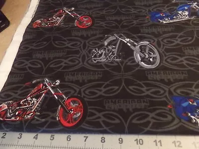 1 YD X 45  VINTAGE MOTORCYCLE AMERICAN CHOPPER BLACK By SPRING INDUSTRIES #4891 • $5.89