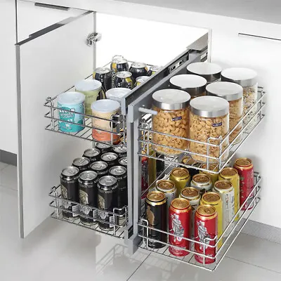 Blind Corner Cabinet Pull Out Drawer Magic Corner Base Shelves / Storage Basket • £55.95