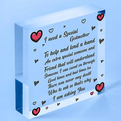 £12.99 • Buy Godmother Asking Gift Wood Heart Thank You Christening Gift For Friend Godparent