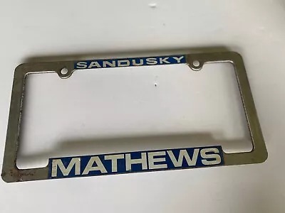 Vintage Sandusky OH Mathews FORD Metal License Plate Frame Tape Original USA • $69