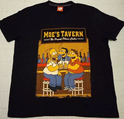 2012 Men's Large Simpsons Black Moes Tavern Graphic Cartoon T Shirt • $20