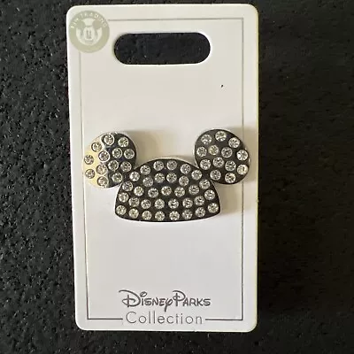 Disney Mickey Mouse Ears Hat Silver Rhinestone Jeweled Pin • $14.95