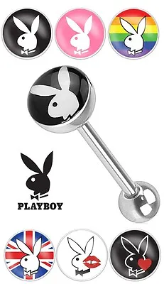 New Novelty Surgical Steel Genuine Playboy Rabbit Bunny Tongue Bar Various Logo • £4.26