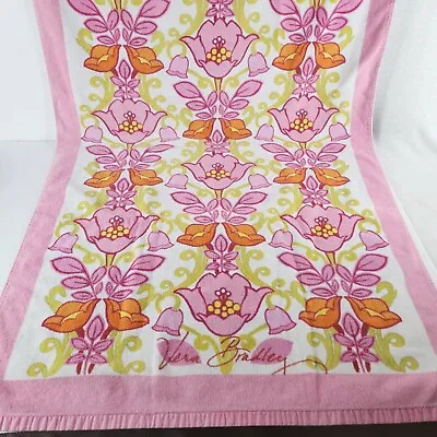 Vera Bradley Designer Beach Towel Pink Orange Floral Cotton Large Retro  • $26.99