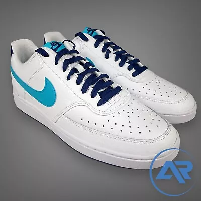 NEW Nike Court Vision Low White Turquoise Blue Void  Men’s Size 10 DM1187-100 • $62.99