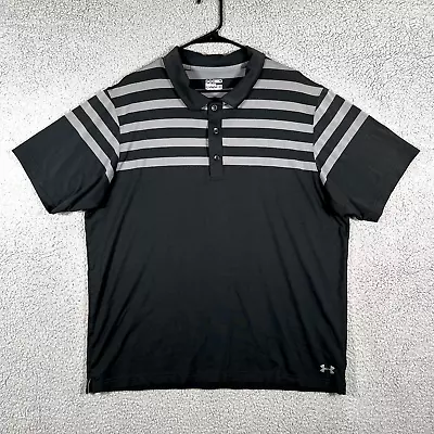 Under Armour Polo Shirt Mens XXL Black Striped Fitted Casual Performance Stretch • $11.97