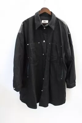 Women's MAISON MARGIELA 6 Black Patent Patch Wool Blend Overcoat Size 14 - L50 • £9.99