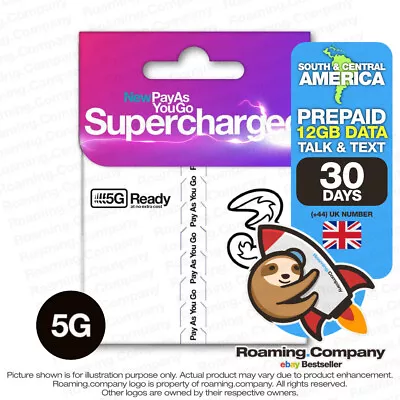 🚀 CENTRAL AMERICA 30DAY DATA TALK TEXT 4G 5G 12GB Prepaid Travel SIM Roaming • $26.31