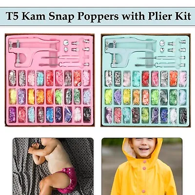 KAM Snaps T5 Plastic Buttons Stubs Fastener Snap Pliers Eyelet Box Kit • £16.99