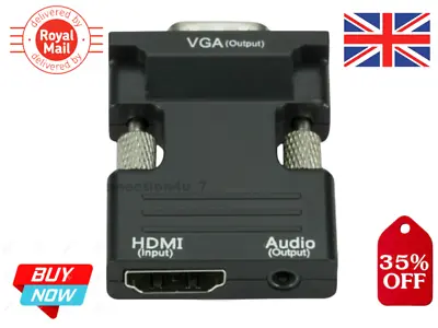 £4.50 • Buy 1080P HDMI To VGA Converter Adapter Connector Cable With Audio Output Quality UK