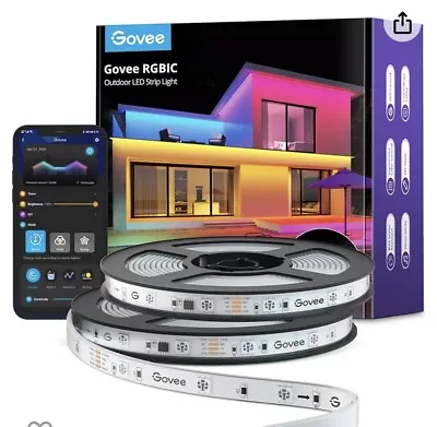 Govee WiFi Outdoor LED Strip Lights Waterproof 65.6ft RGBIC Outdoor Rope Lights • $44.99