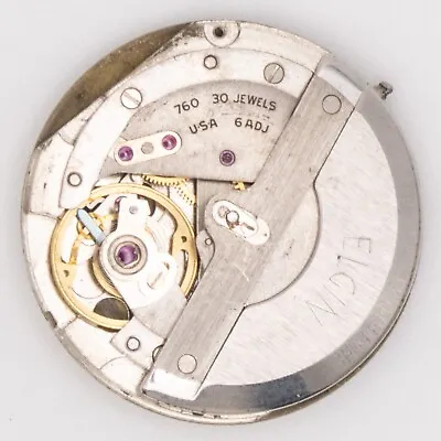Vintage Elgin Caliber 760 30-Jewel 6-Adjustment Automatic Wristwatch Movement • $85