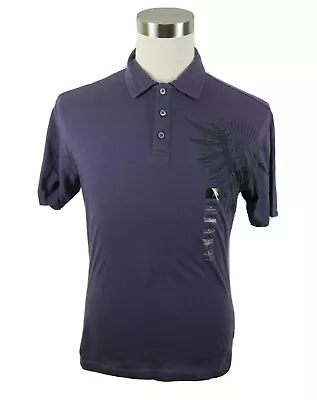 NEW J Ferrar Mens Soft Cotton Modern Fit SS Dark Purple Graphic Polo Shirt Small • $11