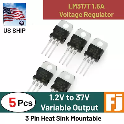 5PCS LM317T | 3 Pin Variable Voltage Regulator | 1.2-37V 1.5A TO-220 | US Ship • $7.42