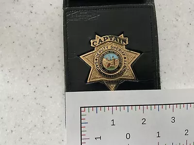Mini 2”x2” Flat “Wallet” Sacramento County Badge With Leather Holder Circa 1980 • $100