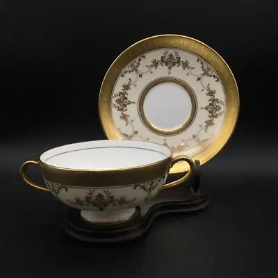 Set Of 4 Minton Riverton K227 Cream Soup Bowls & Saucers - Lot Ch7037 • $799.95