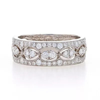 White Gold Diamond Band - 18k Round Brilliant 1.00ctw Milgrain Wedding Ring • $1199.99