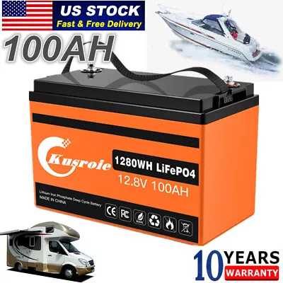 12V 100AH Deep Cycle Lithium LiFePO4 Battery For Solar RV Travel Marine Off-Grid • $114.06