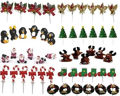 £2.99 • Buy 6 X Santa's Snowmen Penguin Holly Christmas Cake Decorations Yule Log Toppers